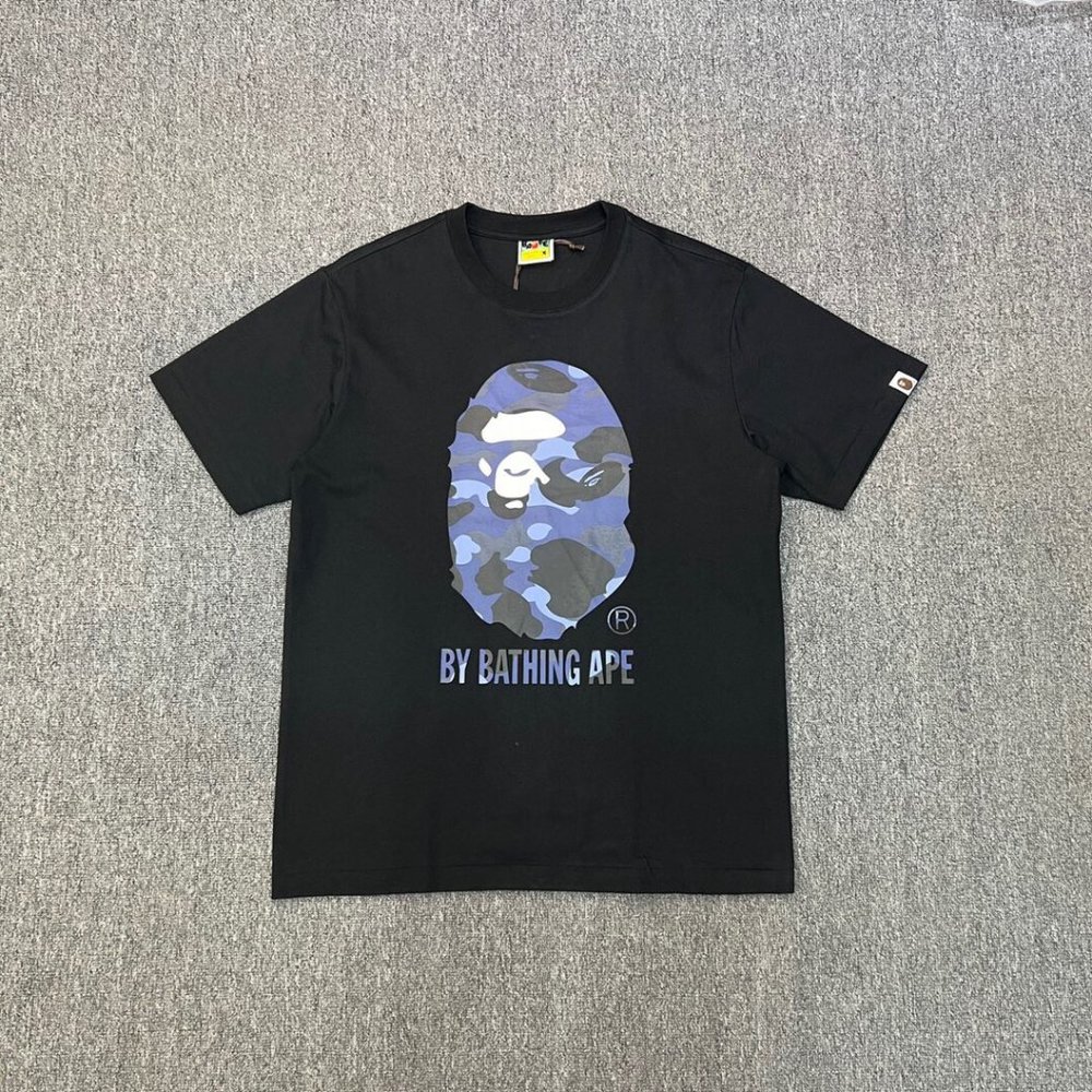 BAPE Ape Man Letter Printing Short Sleeve T-shirt with Large Ape Man Letter Graf